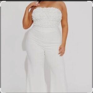 SHEIN Elegant White Strapless Jumpsuit 4XL